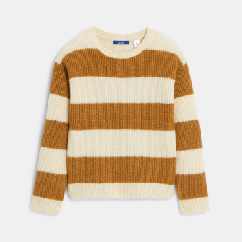 كنزة مخطّطة مضلّعة باللون البني للفتيات